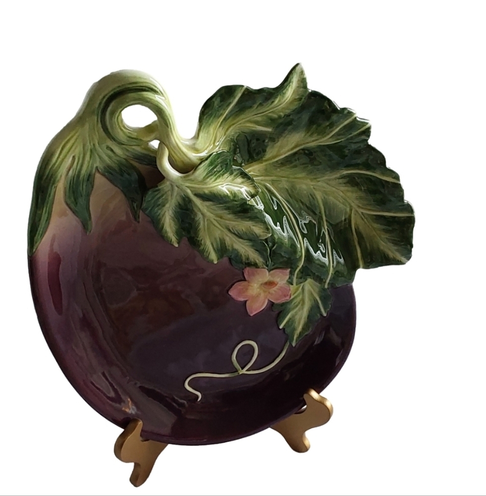 FITZ AND FLOYD EGGPLANT 2 COMPARTMENTS CERAMIC PLATTER